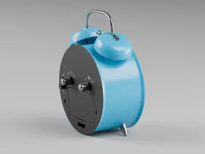 Retro alarm clock Blue Low-poly 3D model