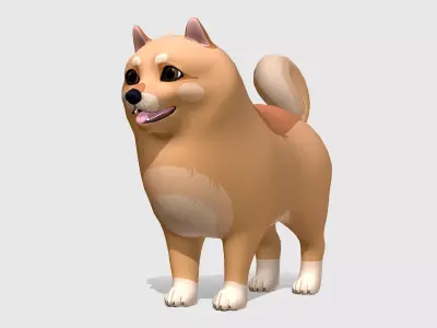 Cartoon Dog - Pomeranian Spitz Low-poly 3D model
