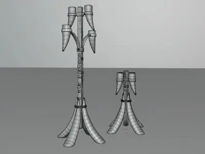 Two detailed game ready orcish candlesticks Low-poly 3D model