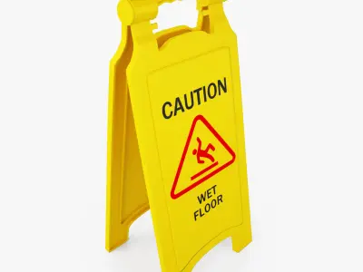 Caution Wet Floor Safety Sign 3D Model 3D model