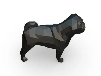 pug dog low poly 3D print model