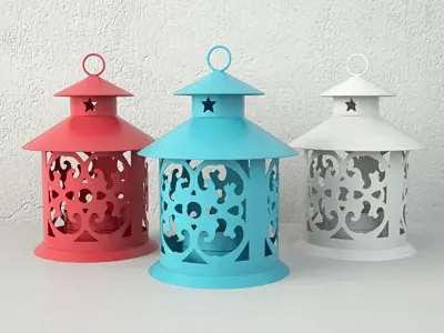 Coloured lanterns and tealightholders 3D model