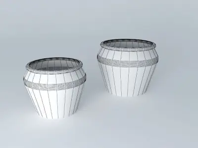 Baskets two wicker pots Free 3D model