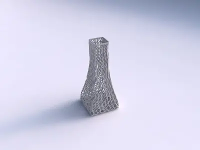 Vase squeezed rectangle with twisted lattice tiles 3D print model