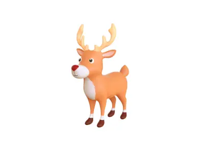 Cartoon Reindeer 3 Cute  Low-poly 3D model
