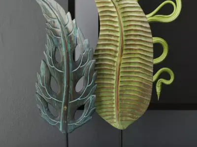 Albesia Wood Leaf Decoration 3D model