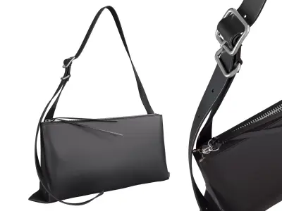 JIL SANDER logo print leather shoulder bag Low-poly 3D model