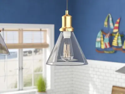 Wallick Light Single Cone Pendant - 3 Colour Free 3D model
