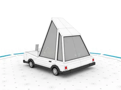 Mr White Long - Low poly cartoon car 3D model