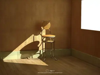 Chair empty room with in it Low-poly 3D model