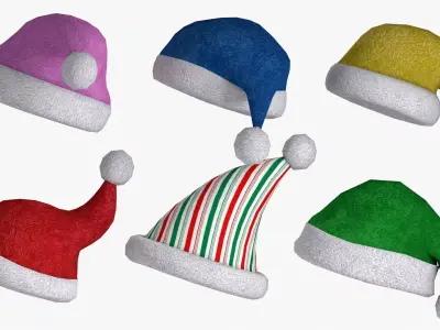 Stylized Santa and Holiday Hat Pack Low-poly 3D model