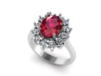 Ruby And Diamonds Ring  3D print model