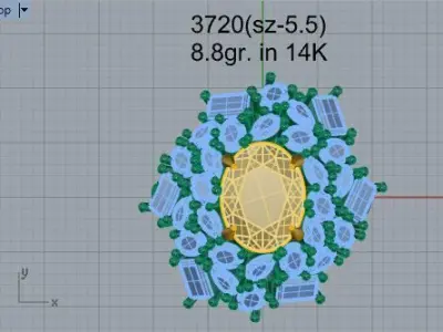 Oval Cut Diamond Luxury Ring 3720 3D print model