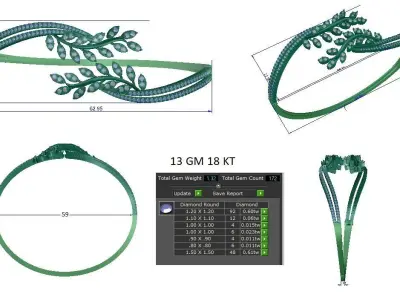 Diamond Bracelet 3D print model