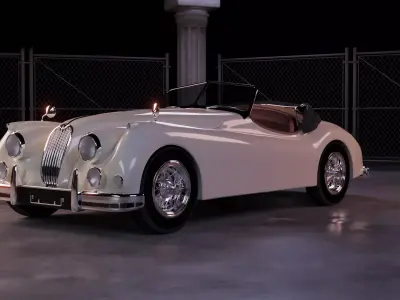 54 Jaguar XK140 2  Low-poly 3D model
