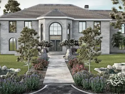 Modern Spanish Revival luxury house design 3D model