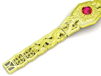 Luxury Dragon Ruby Bracelet Jewelry 3D Model 82a 3D print model