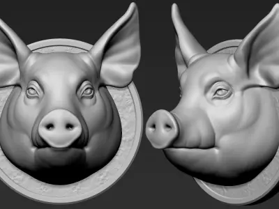 Pig Head 3D print model