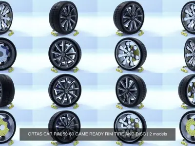 ORTAS CAR RIM 59-60 GAME READY RIM TIRE AND DISC 3D Model Pack