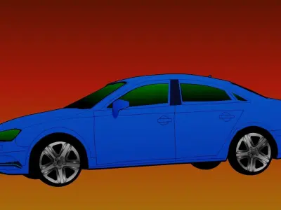 Audi-A3 Sedan for animators  Low-poly 3D model