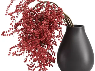 Red Fruit dry Branches Bouquet38 3D model