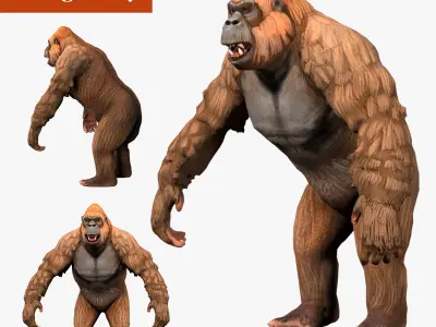 gorilla  rig  high-poly  textured 3D model