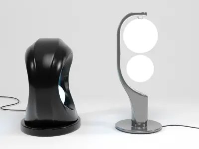 Sci-fi Lamps Low-poly 3D model