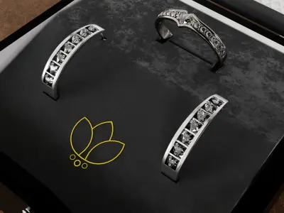Luxury Diamond Jewelry Display Box with Ring and Ear Hoops 3D model