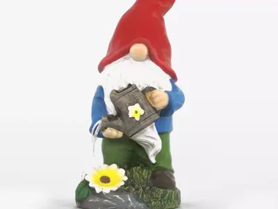 Garden Gnome Statue Outdoor Decor with Watering Can 3D print model