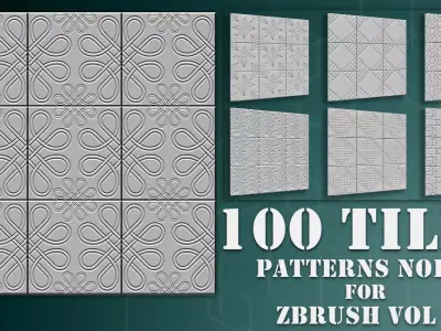 100 Tiles Patterns Noise for Zbrush Vol 3 Low-poly 3D model