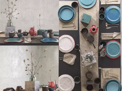 SMA Dishes Decor Set 3D model