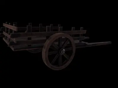 Old Cart Game Ready - Low Poly PBR 3D Model Low-poly 3D model