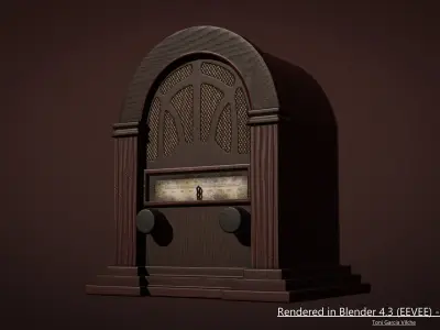 Vintage Radio Low-poly 3D model