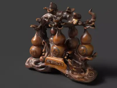 Chinese wooden gourd  Low-poly 3D model