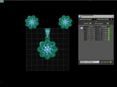 SUN FLOWER DESIGN DIAMOND LOCKET SET 3D PRINTABLE MODEL  3D print model