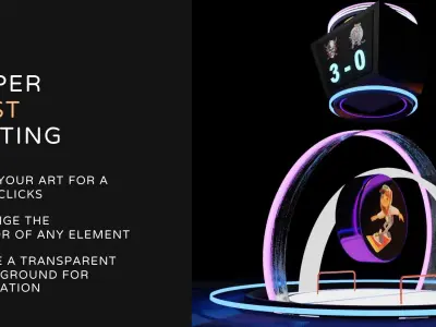 Hockey mini arena Blender animation template 3D model