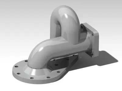 Bend Pipe with Intersection and Flanged Coupling   3D print model