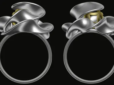 Stylized Flower Ring 3D print model