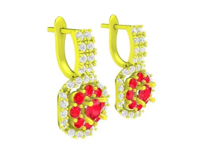 Luxury Floral Cluster Halo Earrings for Women 5640 3D print model