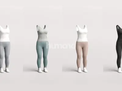 Woman sport outfit - clothes - leggings and top - 083-5399 3D model