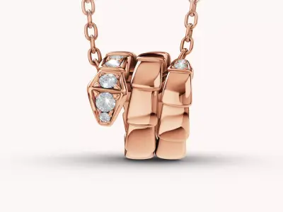 BULGARI - SERPENTI VIPER - NECKLACE - DOUBLE COIL WITH DIAMONDS 3D print model