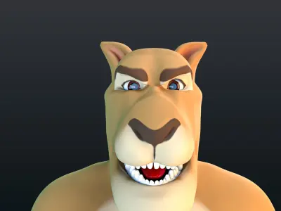 Stylized Lion Rigged Low-poly 3D model