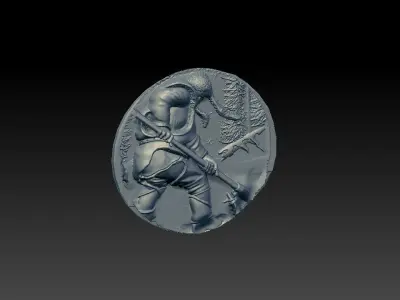 HUNTING 3D medallion with soldier Free 3D model