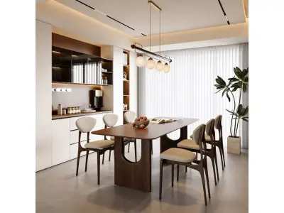 Modern Minimalist Dining Room 3D model