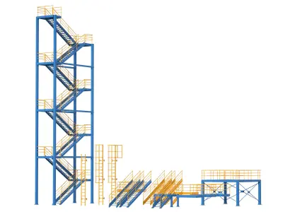 Industrial stair and platforms 3D model