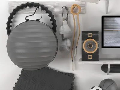 black and gray and brown sport set - home gym 3D model
