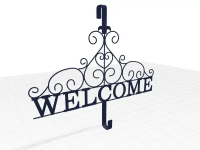 Brown Rustic Welcome Wreath Hanging Accessory 3D model