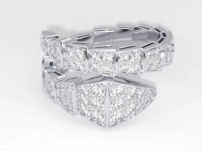 BVLGARI diamond snake ring 19mm size 3D print model