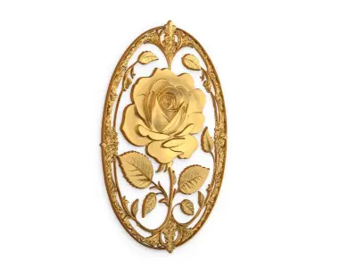 Classic oval carved decor ornament 04 3D model