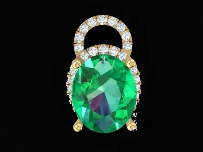 Elegant Oval Gemstone Diamond Pendant for Women 293 3D print model